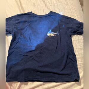 Navy Blue Kids Short Sleeve Tee with Fish Design